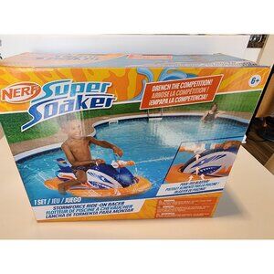 Super Soaker Stormforce Ride on Racer Inflatable Pool Float Fed  Water Blaster